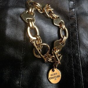 Juicy Couture Gold Link Toggle Bracelet with Logo Charm
